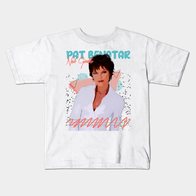 Retro Pat Benatar 80s Fan Art Design Kids T-Shirt by Nandin Putri